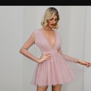 Pink polka dot dress